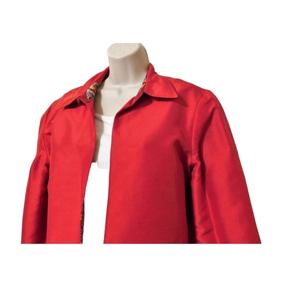 Red Jacket L Reversible Asian Inspired Design Long Sleeve - Picture 7 of 10